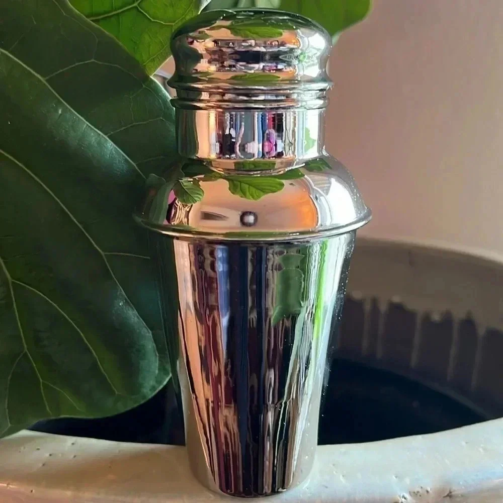 Restoration Hardware 3 Piece Stainless Steel Solitaire Cocktail Shot Shaker